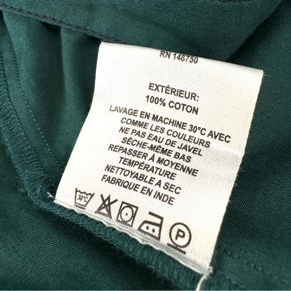 Sea NY Sibylle Solid Dress Forest Poplin Tiered Skirt Ruffle Pockets Medium - Picture 12 of 14